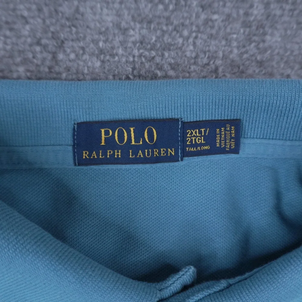 Polo Ralph Lauren Polo Shirt Mens 2XLT Blue Short Sleeve Mesh Cotton Pony Logo